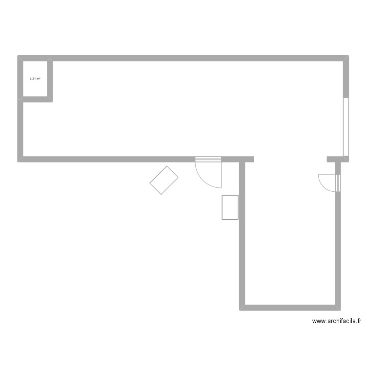 Magasin Stage. Plan de 1 pièce et 2 m2