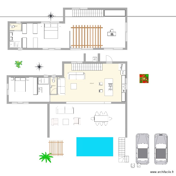 Maison en long. Plan de 0 pièce et 0 m2