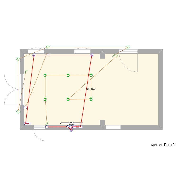 Famille Pataut. Plan de 1 pièce et 36 m2