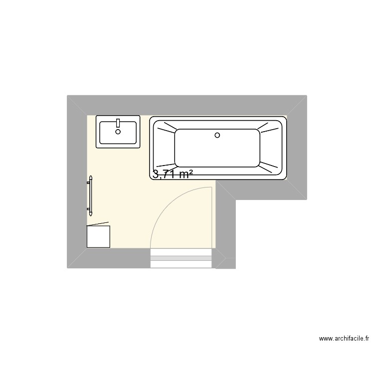 salle de bain. Plan de 1 pièce et 4 m2