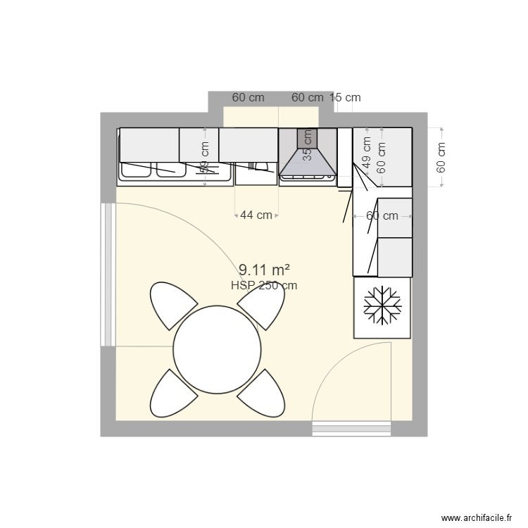 cuisine vue de haut avec meubles haut. Plan de 0 pièce et 0 m2