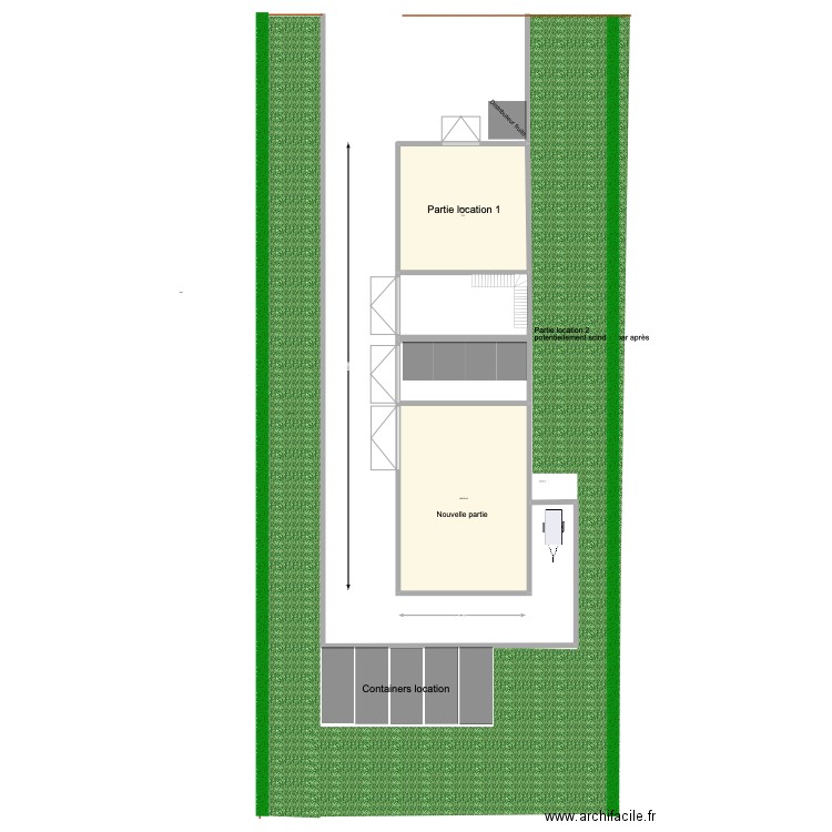 hangar 2 partie scindée containers. Plan de 2 pièces et 245 m2