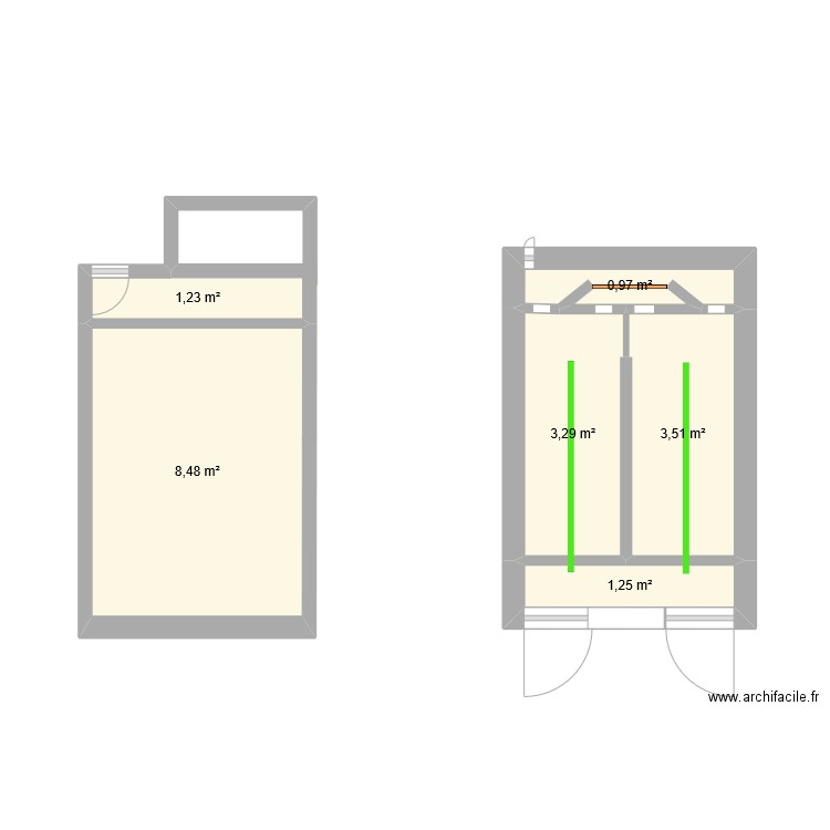 PROJET CHEVRERIE 300. Plan de 6 pièces et 19 m2