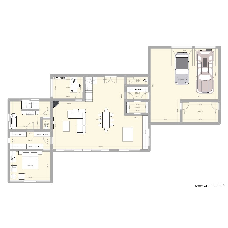 New RDC. Plan de 11 pièces et 186 m2