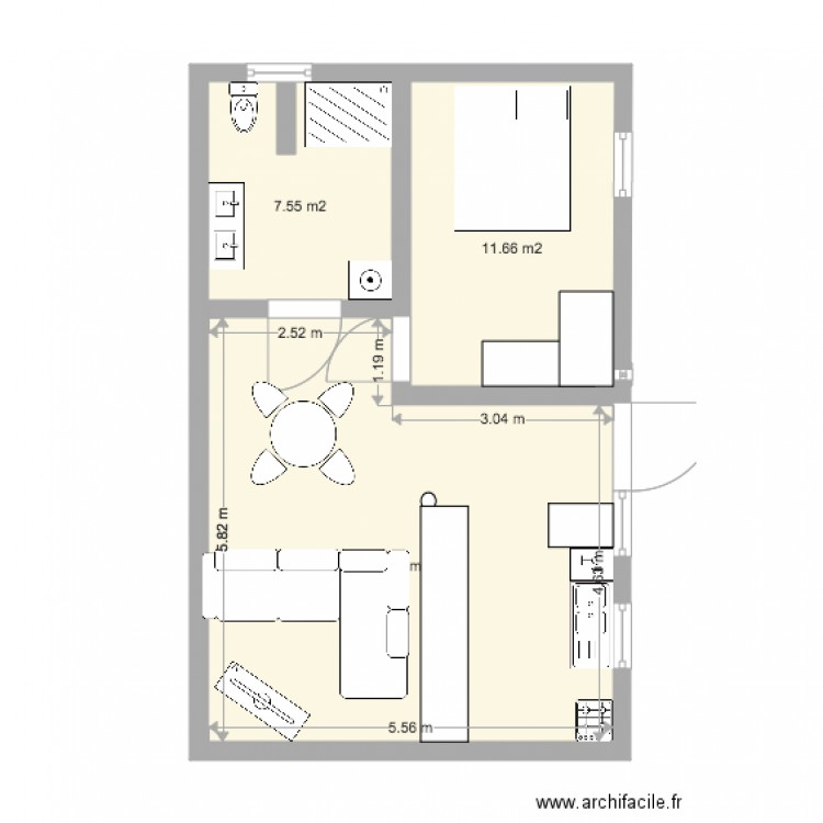 plan F2 B. Plan de 0 pièce et 0 m2