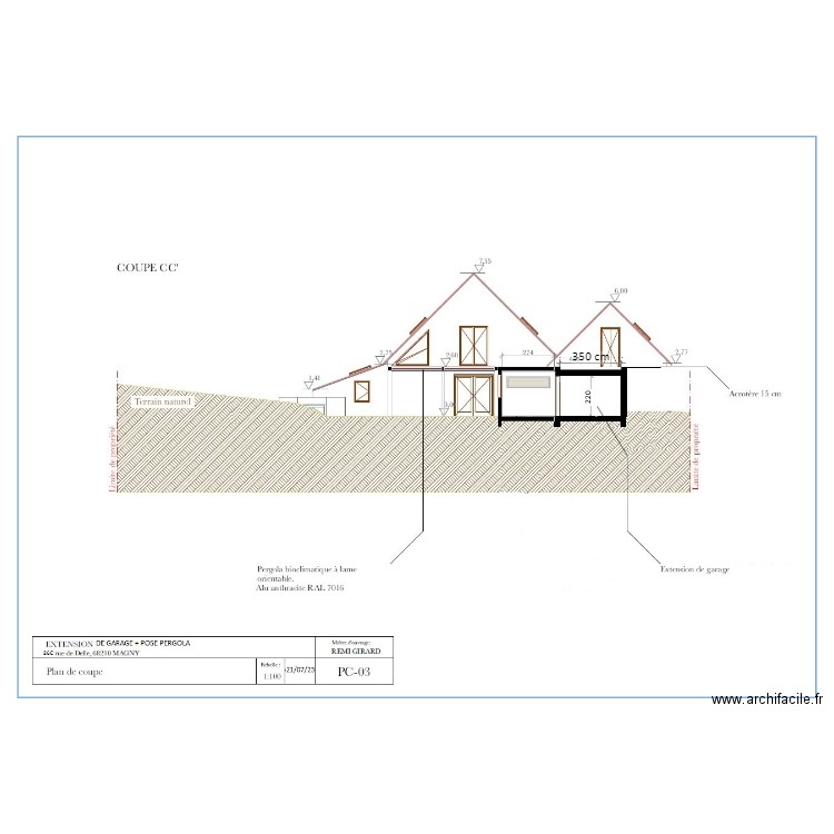 PROJET COUPE. Plan de 0 pièce et 0 m2