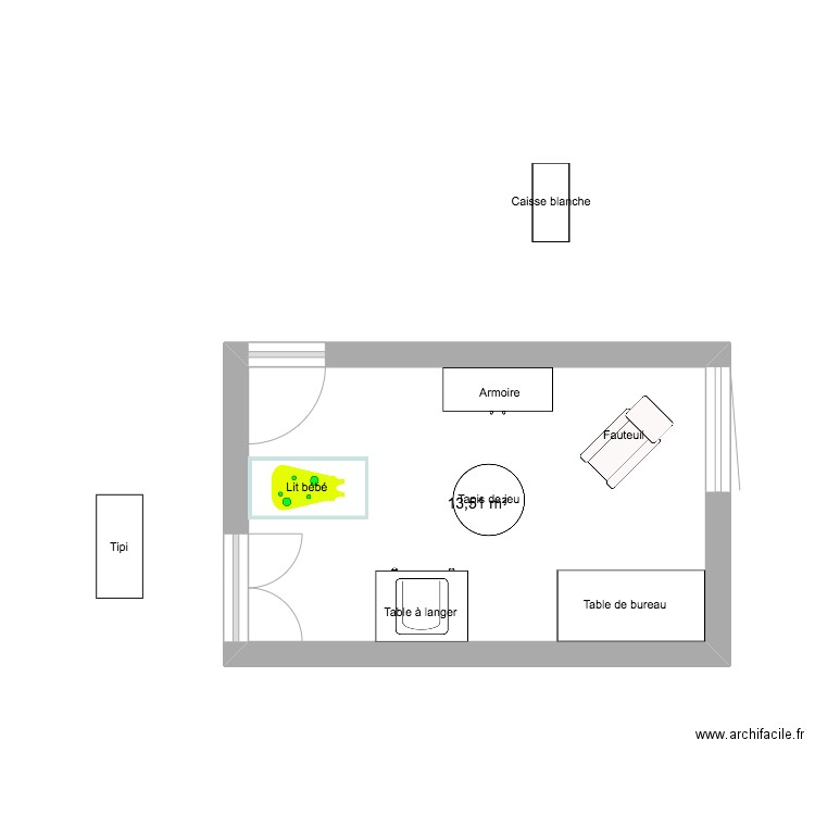 Chambre bébé - variante 2. Plan de 0 pièce et 0 m2