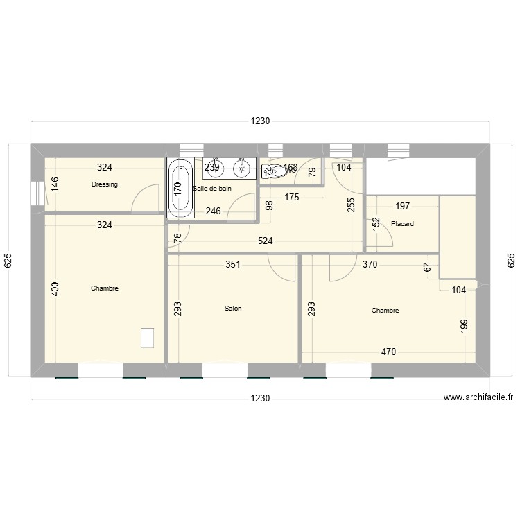 BANDOL Etage ref base. Plan de 9 pièces et 60 m2