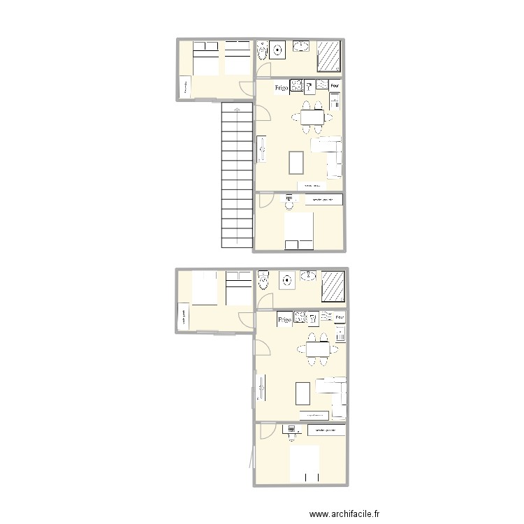 Pergolese entier. Plan de 6 pièces et 63 m2