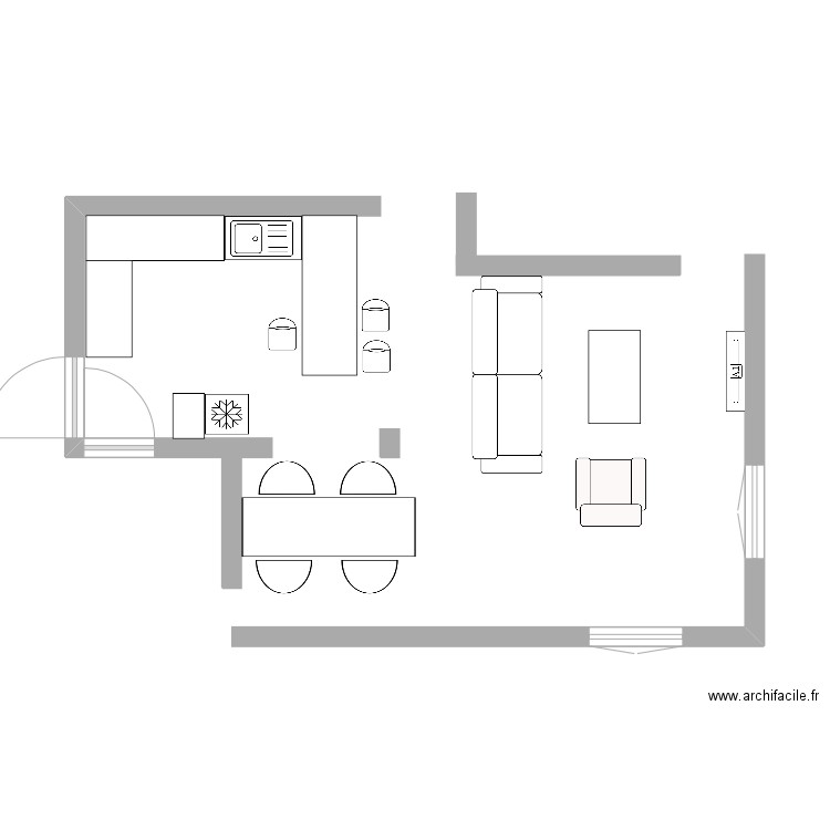 cuisine salon. Plan de 0 pièce et 0 m2