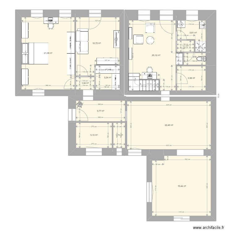 Plan Carbon blanc + Projet RDC. Plan de 0 pièce et 0 m2