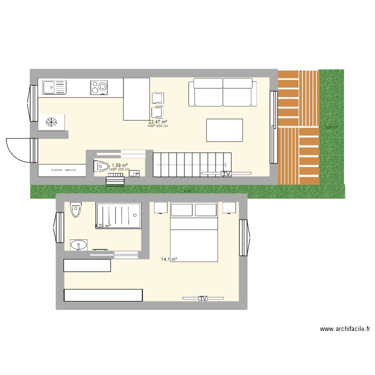 appartement gargenville. Plan de 4 pièces et 43 m2