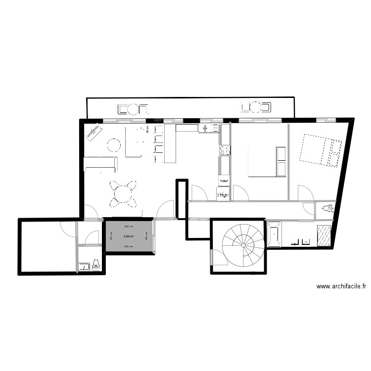 PICPUS. Plan de 1 pièce et 4 m2