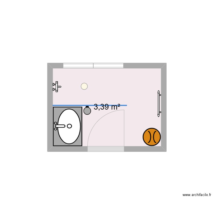 salle de bain. Plan de 1 pièce et 3 m2