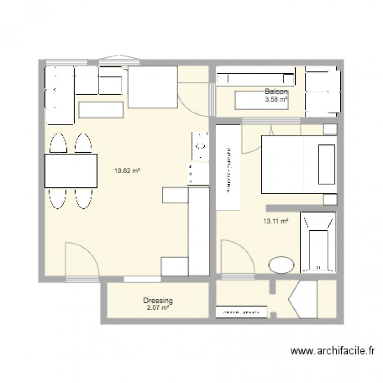 Salon salle  manger. Plan de 0 pièce et 0 m2