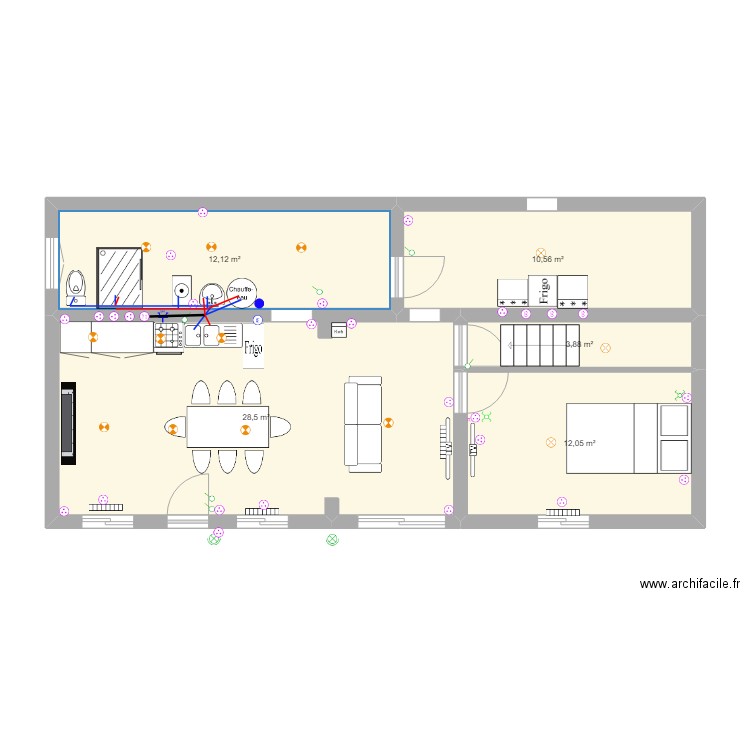 plan maison manu. Plan de 5 pièces et 67 m2