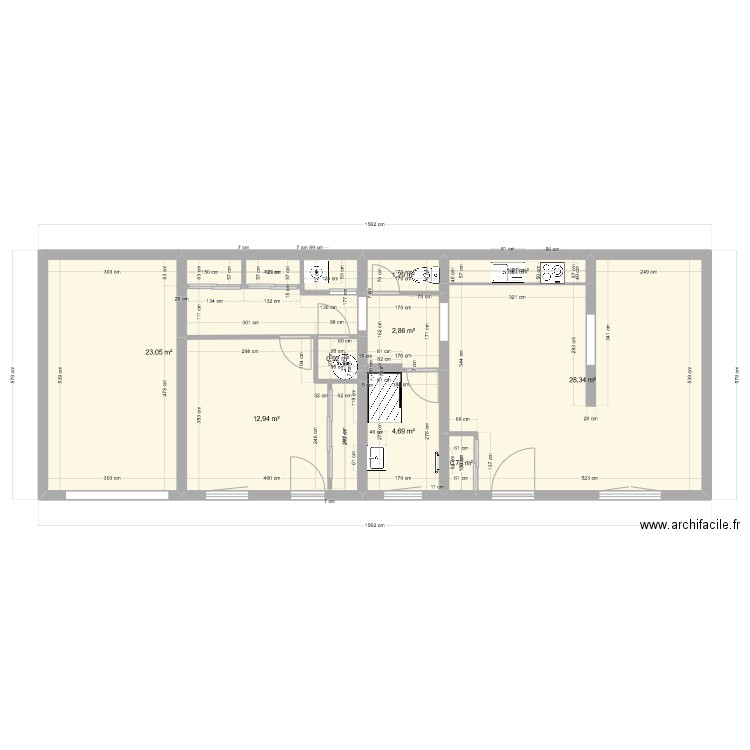 sejour3. Plan de 9 pièces et 77 m2