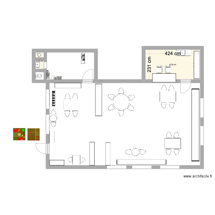 LA RIPPE. Plan de 2 pièces et 11 m2