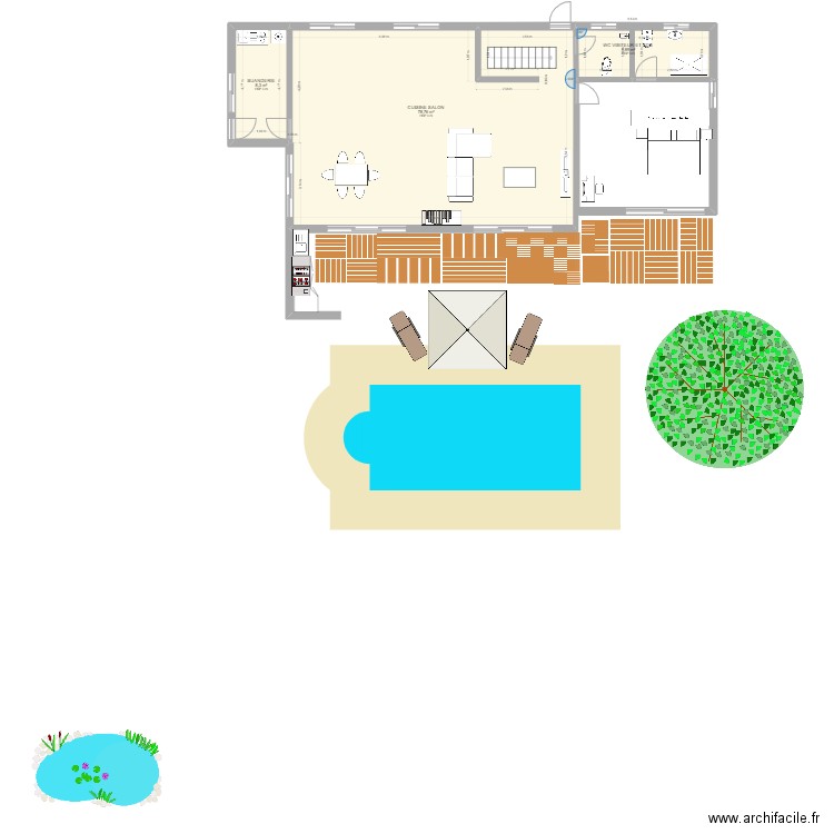 MAISON SENEGAL. Plan de 3 pièces et 96 m2