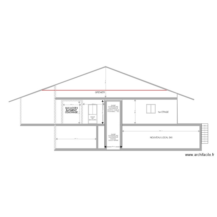 PLAN DE FACADE OUEST APRES TRAVAUX. Plan de 0 pièce et 0 m2