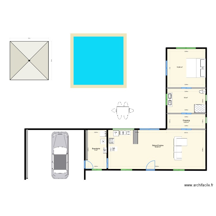 Plan maison Nat 2. Plan de 5 pièces et 82 m2