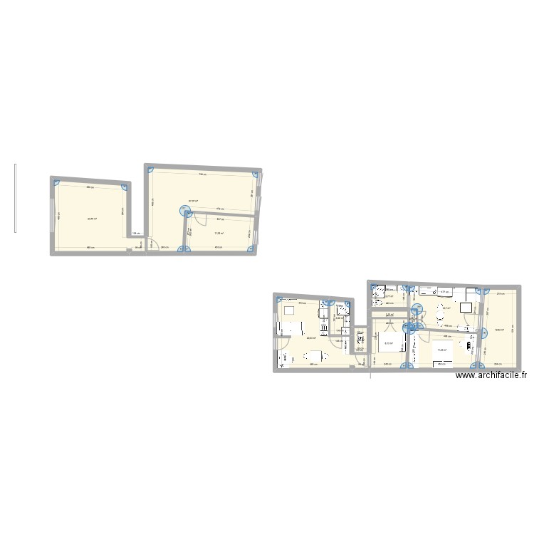 Appart AE. Plan de 13 pièces et 137 m2