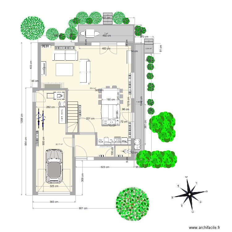 maison ange plans existant v2 avec meuble. Plan de 0 pièce et 0 m2