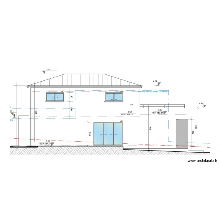 Coupe Droite. Plan de 0 pièce et 0 m2