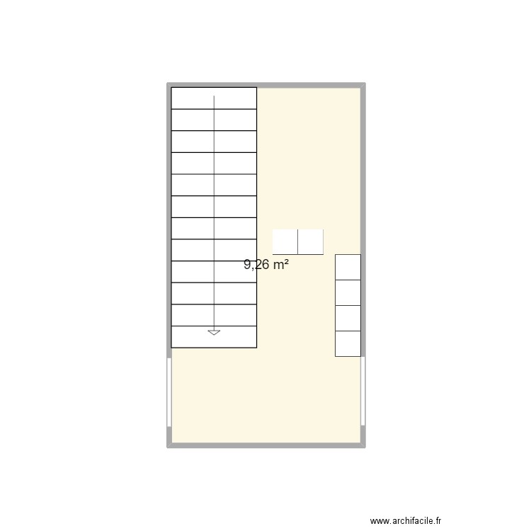 Vestiaire Entrepôt BL. Plan de 1 pièce et 9 m2