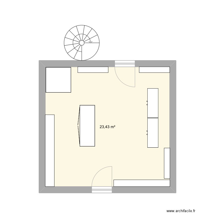 Magasin. Plan de 1 pièce et 23 m2