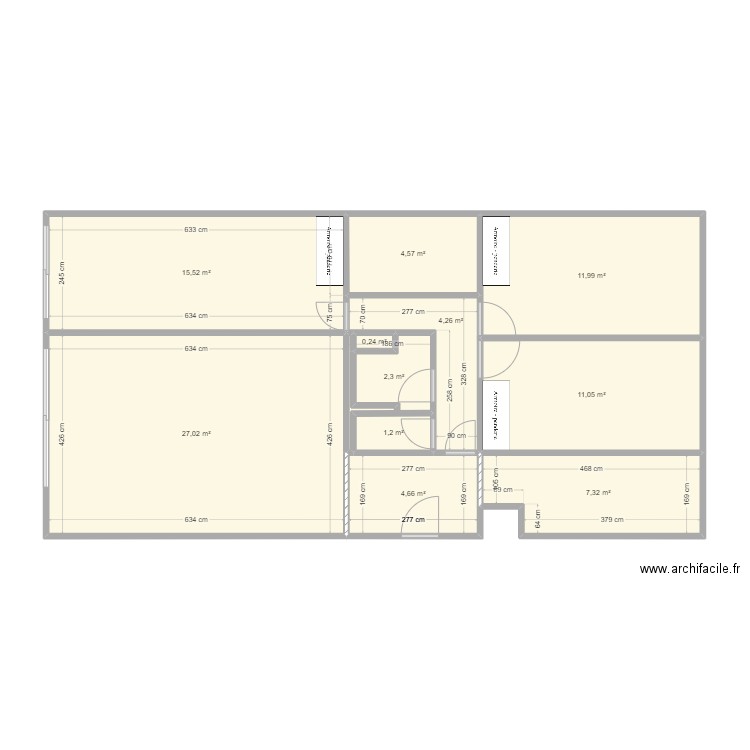 Plan Aguesseau V1. Plan de 11 pièces et 90 m2