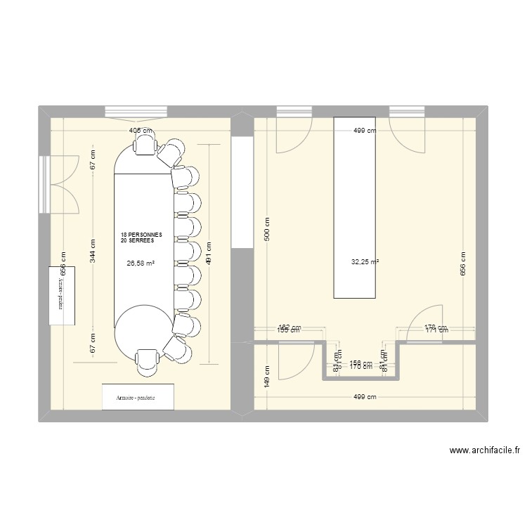 SALLE A MANGER MARNE. Plan de 2 pièces et 59 m2