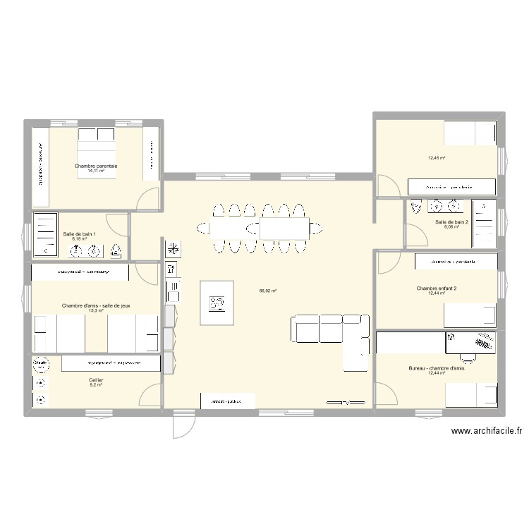 Plan maison 2024 08 3. Plan de 9 pièces et 155 m2