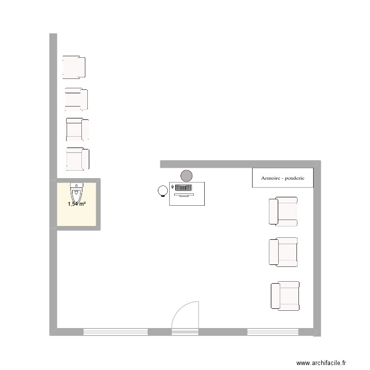 salon. Plan de 1 pièce et 2 m2