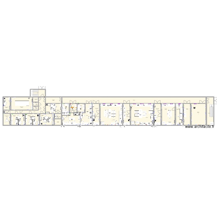 2eme étage CBBA. Plan de 32 pièces et 565 m2