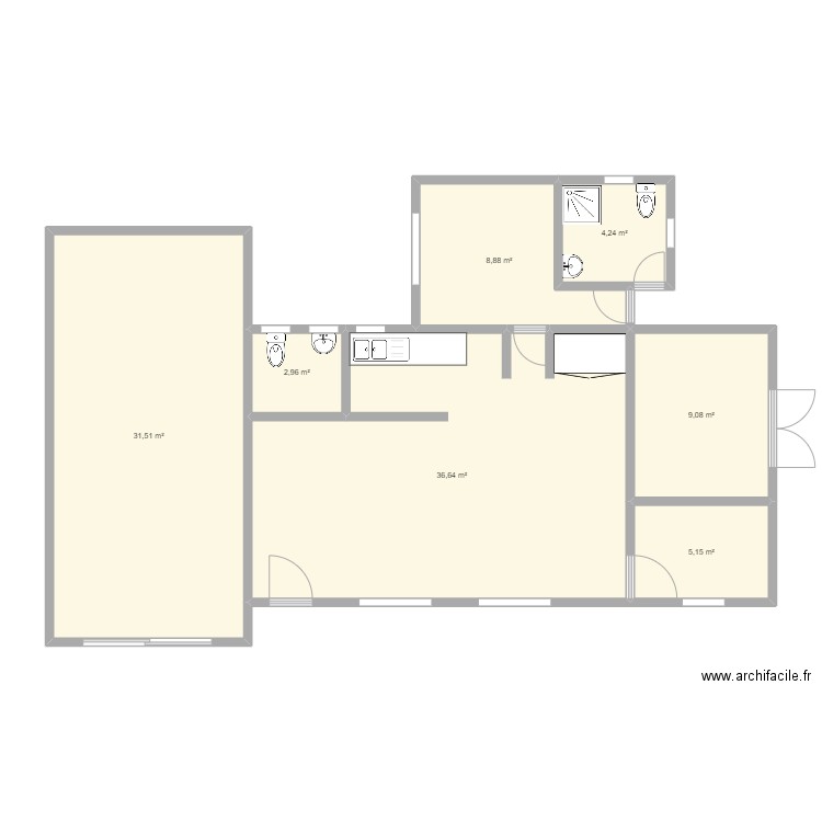 plan 01. Plan de 7 pièces et 98 m2