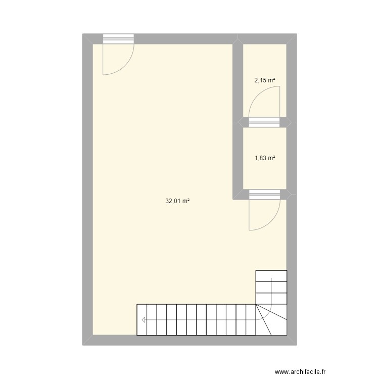 Apparts. Plan de 3 pièces et 36 m2