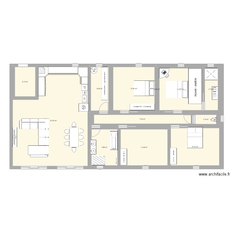 maison ok. Plan de 12 pièces et 148 m2