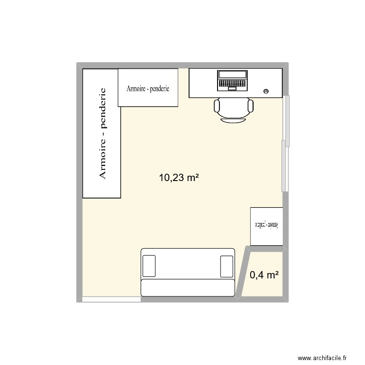 WC2. Plan de 2 pièces et 11 m2