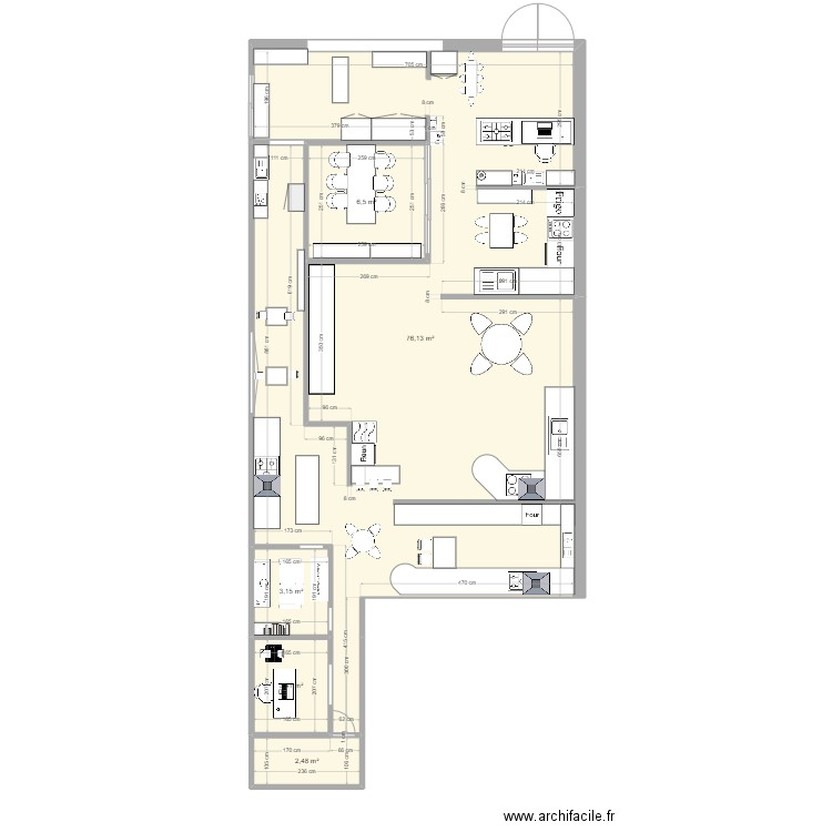 Cuisinella plan . Plan de 5 pièces et 92 m2