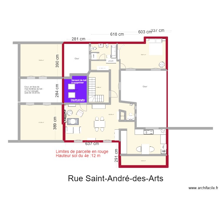 Plan de masse, situation existante. Plan de 8 pièces et 147 m2