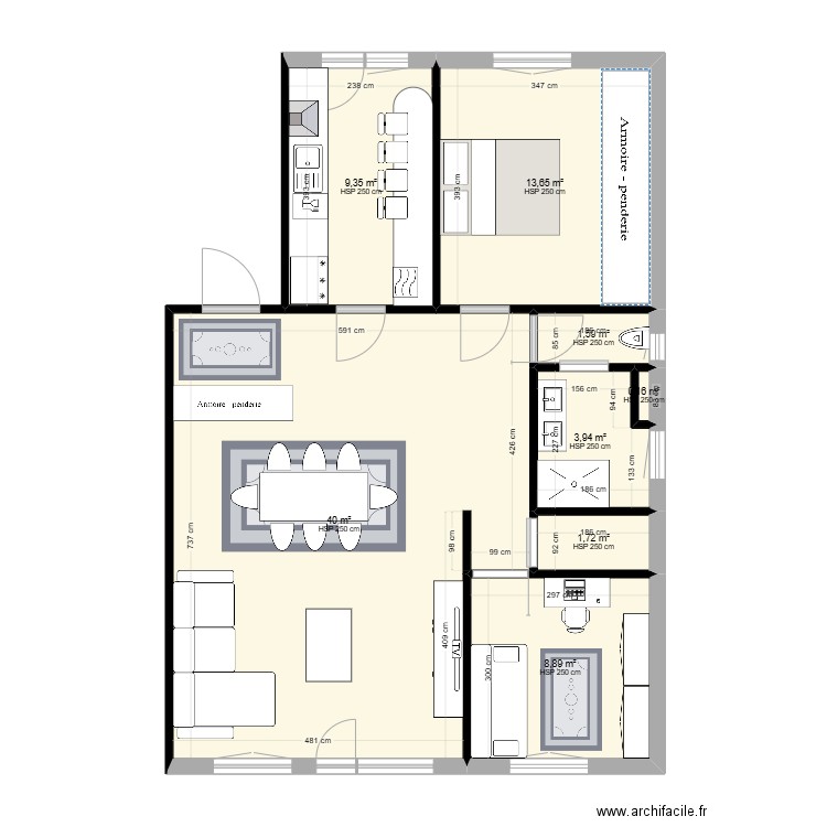 Appartement Esch-Lallange. Plan de 8 pièces et 79 m2