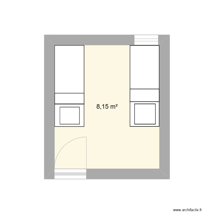 Bureau2. Plan de 1 pièce et 8 m2