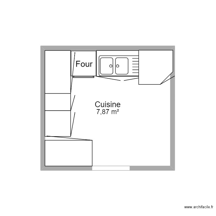 cuisine C5. Plan de 1 pièce et 8 m2