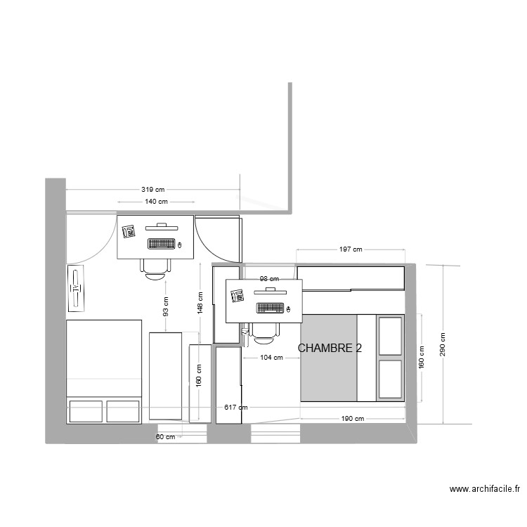 CHAMBRES 2 & 3 version armoire lit TER. Plan de 0 pièce et 0 m2