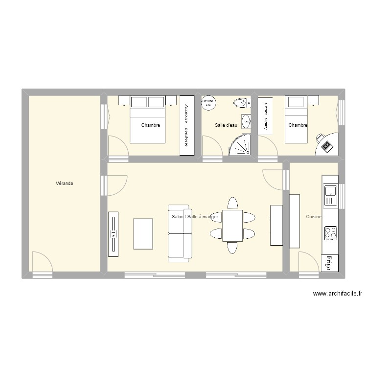 Amilly 13054. Plan de 6 pièces et 79 m2