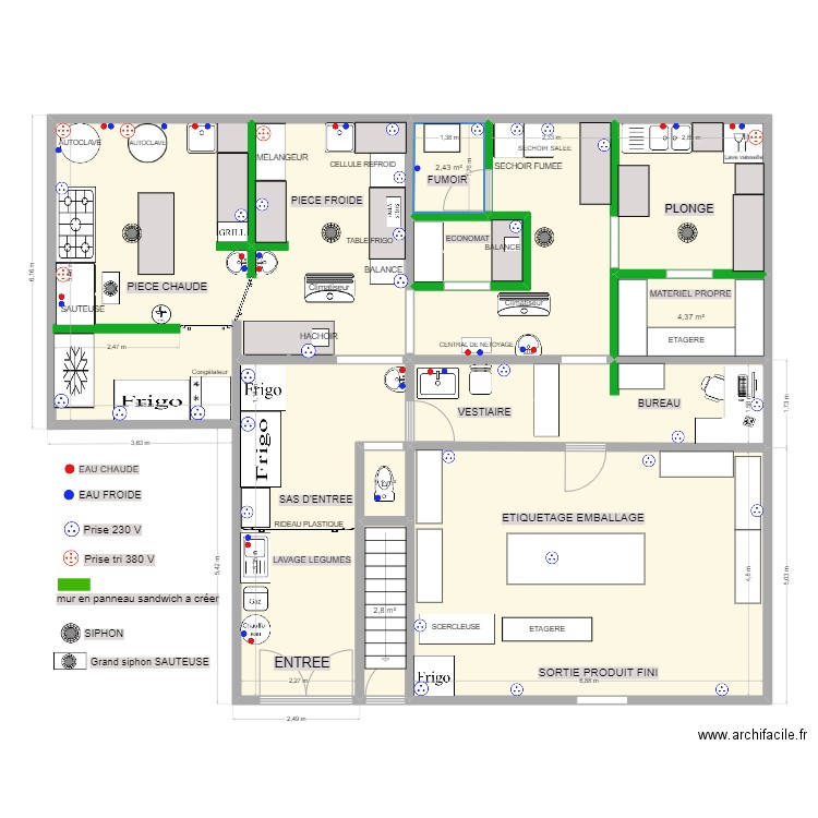 LABO CEYRAT. Plan de 11 pièces et 128 m2