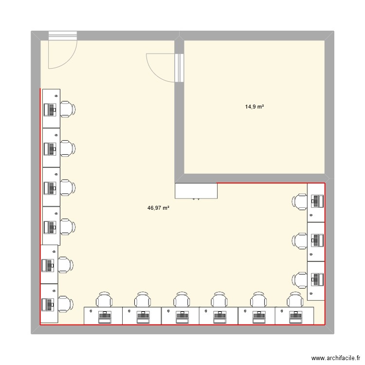 iyr. Plan de 2 pièces et 62 m2