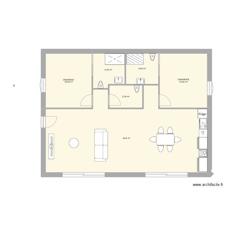 appartement rdc. Plan de 6 pièces et 95 m2