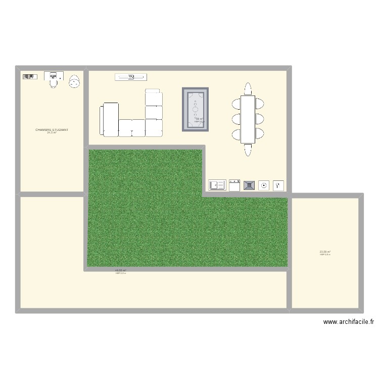 Cité U cuco. Plan de 5 pièces et 169 m2